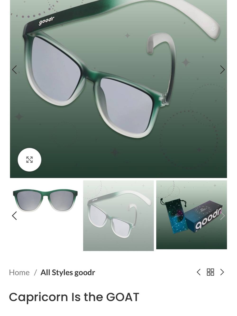 goodr Capricorn Is the GOAT Men's Green Ombre Sunglasses